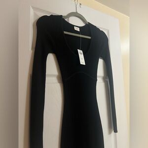 NWT A&F Elevated Knit Corset Mini Dress Black